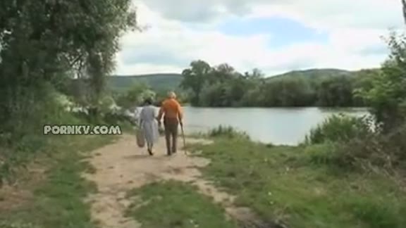 Lucky old grandpa fucks busty granny and teen at picnic by the river