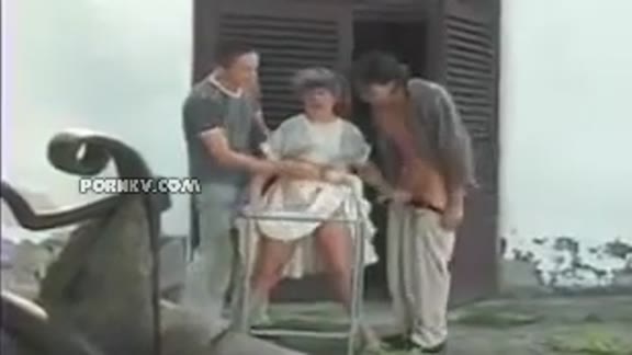 Twp punks roughly fucked old grandma who barely could walk