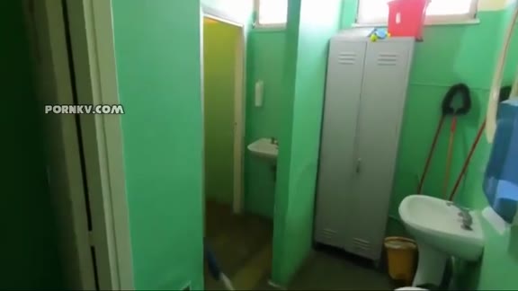 blonde fucked in a public bathroom