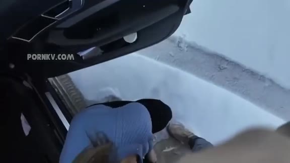 Blowjob in the snow in the mountains Italian wife