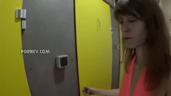 Italian MILF fucked in a public bathroom